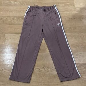 Adidas Taupe Track Pants with White Accents